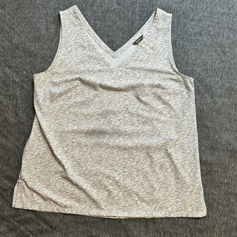 Eddie Bauer Tank Top Women's XS Travex Outdoors Zebra Print Gray